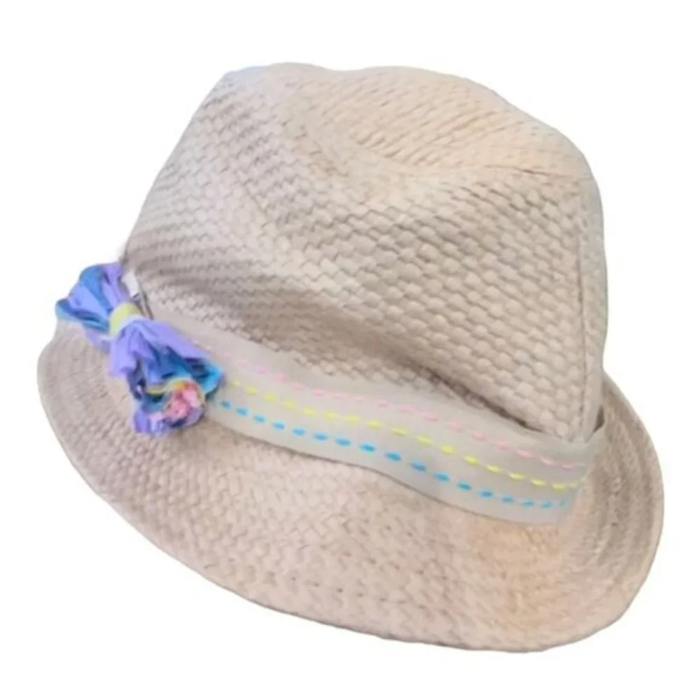 Addie & Tate‎ Girls Fedora Style Hat with Pastel Stitched Trim and Bow Party